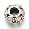 Rondelle Tibetan Style Alloy Rhinestone European Large Hole Beads, Crystal AB, 11x7mm, Hole: 4.5mm