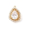 Brass Micro Pave Cubic Zirconia Pendants, Cadmium Free & Nickel Free & Lead Free, with Drop Shape Charms, Real 18K Gold Plated, Real 18K Gold Plated, 18x13.5x4.5mm, Hole: 1mm