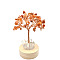 Natural Carnelian Chips Tree Night Light Lamp Decorations, Wooden Base with Copper Wire Feng Shui Energy Stone Gift for Home Desktop Decoration, Lamp with USB Cable, 120mm