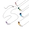 Gradient Color Gemstone Chip Pendant Necklaces, 304 Stainless Steel Cable Chain Necklaces, Stainless Steel Color, 16.73~17.13 inch(42.5~43.5cm)