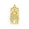 304 Stainless Steel Pendants, Tiki Mask Charm, Laser Cut, Golden, 27.5x13x1.5mm, Hole: 1.5mm