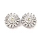 Brass Micro Pave Clear Cubic Zirconia Beads, Cadmium Free & Nickel Free & Lead Free, Flat Round, Light Goldenrod Yellow, Platinum, 12x5mm, Hole: 1mm