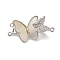 Brass Micro Pave Clear Cubic Zirconia Fold Over Clasps, Cadmium Free & Nickel Free & Lead Free, with Shell, Butterfly, Real Platinum Plated, 14x26x8mm, Hole: 1.2mm