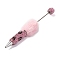 Iron Beadable Pen, Ball-Point Pen, with Polymer Clay Rhinestone & Plush Pompom, for DIY Personalized Pen with Jewelry Beads, Light Rose, 155x26mm