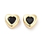 Brass Micro Pave Cubic Zirconia Beads, Cadmium Free & Nickel Free & Lead Free, Real 18K Gold Plated, Heart, Black, 5.5x5.5x3.5mm, Hole: 1mm