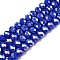 Electroplate Glass Beads Strands, Opaque Solid Color, AB Color Plated, Faceted, Rondelle, Royal Blue, 8x6mm, Hole: 1mm, about 64~65pcs/strand, 40~41cm