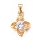304 Stainless Steel Pendants, with Cubic Zirconia, Flower, Clear, Golden, 19x15x6mm, Hole: 5x3mm