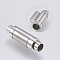 Tarnish Resistant 304 Stainless Steel Magnetic Clasps with Glue-in Ends, Frosted, Column, Stainless Steel Color, 24x7mm, Hole: 4mm