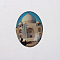 The White House Photo Glass Oval Cabochons, European Style, Colorful, 25x18x6mm