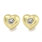 Brass Micro Pave Cubic Zirconia Stud Earrings for Women, Cadmium Free & Lead Free, Long-Lasting Plated, Real 18K Gold Plated, Heart, 17.5x19.5mm