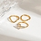 3Pcs 304 Stainless Steel Micro Pave Cubic Zirconia Ring Sets, Clover Stackable Rings, Real 18K Gold Plated, Inner Diameter: 16~17mm