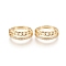 Adjustable Brass Micro Pave Clear Cubic Zirconia Rings, Long-Lasting Plated, Chain, Golden, US Size 7 1/4(17.5mm)