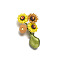 Flower Alloy and Imitation Pearl Brooch, Floral Enamel Plant Pins, Yellow, 50x30mm