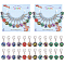Glass Flat Round Eye Charm Locking Stitch Markers, Zinc Alloy Lobster Claw Clasps Locking Stitch Marker, Mixed Color, 3.6cm, 12pcs/set