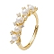 Round Natural Pearl Adjustable Rings, Sterling Silver Micro Pave Cubic Zirconia Finger Rings for Women, Real 18K Gold Plated, 6mm, US Size 7 1/4(17.5mm)