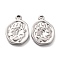 Non-Tarnish 304 Stainless Steel Pendants, Textured, Irregularity Flat Round, Stainless Steel Color, 17.5x13x2.5mm, Hole: 1.4mm