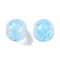Handmade Lampwork Beads, Round with Flower, Light Sky Blue, 9x10mm, Hole: 1.6mm