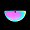 304 Stainless Steel Semi Circle Pendants, Laser Cut, Half Round, Rainbow Color, 15x30x1mm, Hole: 1.6mm