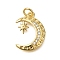 Rack Plating Brass Micro Pave Cubic Zirconia Pendants, Long-Lasting Plated, Lead Free & Cadmium Free, Real 18K Gold Plated, Moon Charms, with Jump Ring, Clear, 17x12.5x2mm, Hole: 3mm