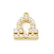 Brass Charms, with ABS Plastic Imitation Pearl, Long-Lasting Plated, Cadmium Free & Lead Free, Rack Plating, Libra, Real 18K Gold Plated, 14x12x3.5mm, Hole: 1.2mm