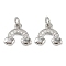 Brass Micro Pave Cubic Zirconia Pendants, Cadmium Free & Lead Free, with Jump Ring, Rainbow Charms, Clear, 10x12x2mm, Hole: 3mm
