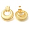 Rack Plating Ring Brass Stud Earrings, Lead Free & Cadmium Free, Long-Lasting Plated, Real 18K Gold Plated, 37x30.5mm