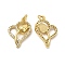 Brass Micro Pave Clear Cubic Zirconia Pendants, Cadmium Free & Nickel Free & Lead Free, with Jump Ring, Heart with Tulip Flower Charms, Real 18K Gold Plated, 22x16x4mm, Hole: 3.5mm