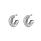 Stainless Steel C-shape Hoop Earrings for Women, Silver, 23x10mm