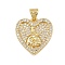 Brass Micro Pave Cubic Zirconia Pendants, Cadmium Free & Lead Free, Religion, Heart, Real 18K Gold Plated, 18.5x18x3.5mm, Hole: 4.5x3.5mm