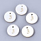 Natural Freshwater Shell Charms, Flat Round with Gold Blocking Number, Num.3, 11x2mm, Hole: 1.5mm