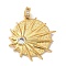 Rack Plating Brass Micro Pave Clear Cubic Zirconia Pendants, Long-Lasting Plated, Lead Free & Cadmium Free, Sun Charms, Real 18K Gold Plated, 22.7x19x2.5mm, Hole: 1.8mm