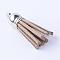 Faux Suede Tassel Pendant Decorations, with CCB Plastic Cord Ends, Platinum, BurlyWood, 35~37x10mm, Hole: 1.8mm