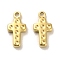 304 Stainless Steel Charms, Cross Charms, Real 14K Gold Plated, 12x6x1.8mm, Hole: 1.2mm