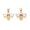 Brass Micro Pave Cubic Zirconia Charms, Cadmium Free & Nickel Free & Lead Free, Bees, Real 18K Gold Plated, 12x14x3.5mm, Hole: 5x2.5mm