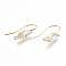 Brass Earring Hooks, with Cubic Zirconia and Horizontal Loop, Horse Eye, Clear, Nickel Free, Real 18K Gold Plated, 21~23x14~17x5mm, Hole: 1.5mm