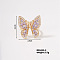 Butterfly Brass Micro Pave Cubic Zirconia Open Cuff Ring for Women, Simple Fashion Summer Personalized Colorful Ring
