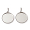 304 Stainless Steel Pendant Cabochon Settings, Flat Round, Stainless Steel Color, Tray: 20mm, 30.5x21.5x3.5mm, Hole: 2.5x6mm