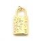 Brass Micro Pave Cubic Zirconia Pendants, Lock, Rack Plating, Long-Lasting Plated, Lead Free & Cadmium Free, with Jump Ring, Real 18K Gold Plated, 29x15x2.8mm, Hole: 3.2mm