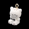 Flocky Opaque Resin Pendants, Cut Pet Charms with Golden Plated Metal Loops, Cat Shape, 20x13x11mm, Hole: 2mm