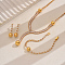 Round Brass Pave Cubic Zirconia Stud Earrings & Necklaces & Bracelets Sets for Women's Banquets and Weddings, Golden