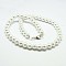 Fashion Glass Pearl Beaded Necklaces, with Brass Lobster Claw Clasps, White, 17.3 inch
