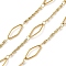 304 Stainless Steel Rhombus with Lumachina Chains, Ion Plating(IP), Soldered, with Spool, Real 18K Gold Plated, 15x6.5x1mm, 10m/roll