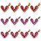 12Pcs 3 Colors Brass Micro Pave Cubic Zirconia Charms, Long-Lasting Plated, Lead Free & Nickel Free & Cadmium Free, Heart, Hot Pink, Mixed Color, 9.5x6.5x2mm, Hole: 1mm, 4pcs/color