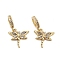 Rack Plating Brass Clear Cubic Zirconia European Dangle Charms, Insect Large Hole Pendants, Real 18K Gold Plated, Long-Lasting Plated, Cadmium Free & Lead Free, Dragonfly, 20mm, Hole: 5mm