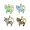 Brass Micro Pave Clear Cubic Zirconia Pendants, Cadmium Free & Lead Free, with Sythetic Opal, Cat Shape, Real 18K Gold Plated, Mixed Color, 18.5x20.5x3mm, Hole: 3.5x3mm