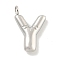 Non-Tarnish 304 Stainless Steel Pendants, Letter Charm, Stainless Steel Color, Letter Y, 16x10.5x3mm, Hole: 2mm