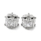Brass Beads with Glass, Cadmium Free & Nickel Free & Lead Free, Cube, Real Platinum Plated, 6x4.5mm, Hole: 1.5mm