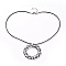 Raffia Woven Pendants Necklaces, with Cowhide Leather Cord and 304 Stainless Steel Findings, Ring, Black, 17.71 inch~17.91 inch(45~45.5cm), 1.7mm
