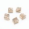 Natural Druzy Quartz Links connectors, with Brass Findings, Square, Golden, Wheat, 16~18x13~14x6~8mm, Hole: 2mm
