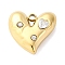 PVD Vacuum Plating 304 Stainless Steel Rhinestone Pendants, Heart Charms, Real 18K Gold Plated, 13x13.5x5mm, Hole: 1.5mm